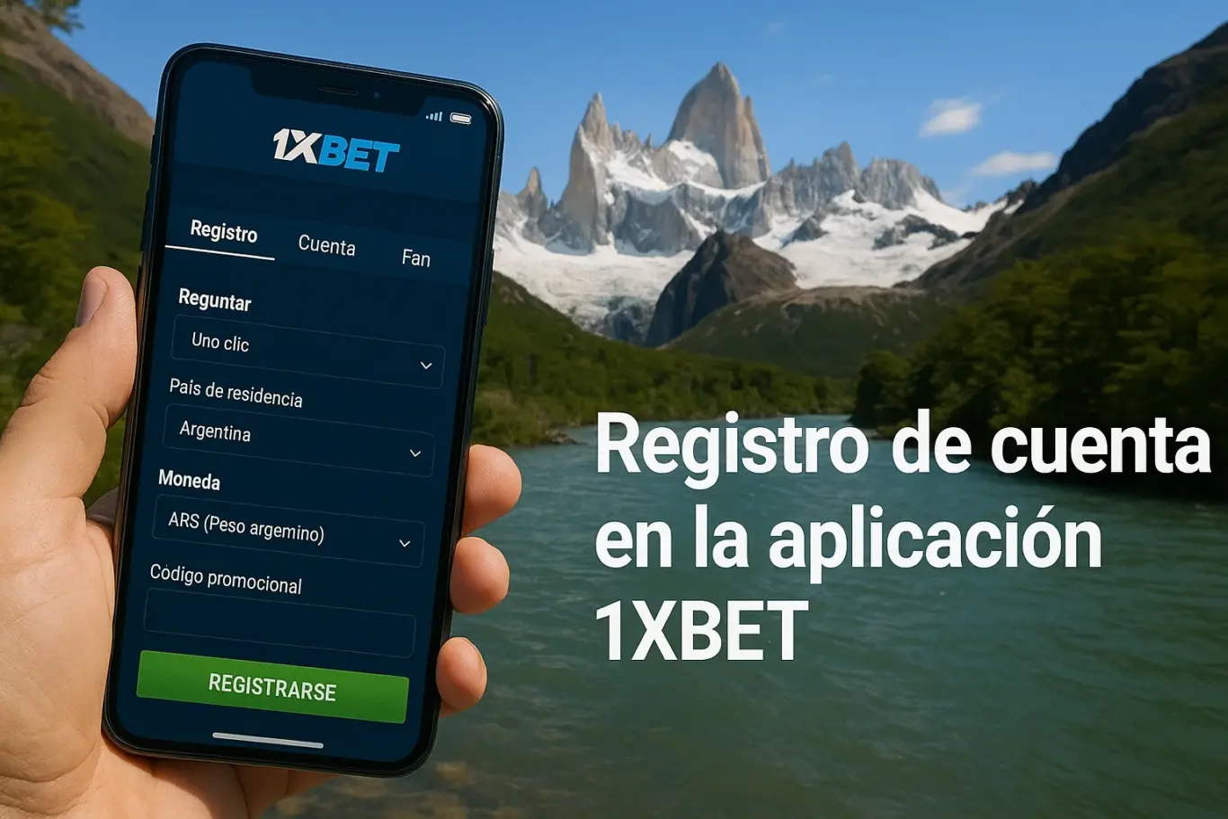 Account registration in the 1XBET application